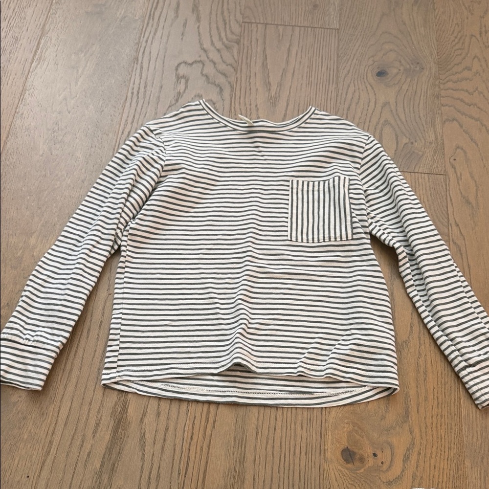 Rylee + Cru Cream and Black Striped Long Sleeve Tee